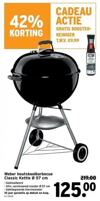 GAMMA Weber houtskoolbarbecue classic kettle 57 cm aanbieding
