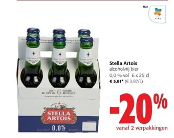 Colruyt Stella artois alcoholvrij bier 0,0 % vol 6 x 25 cl aanbieding