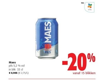 Colruyt Maes pils 5,2 % vol in blik 33 cl aanbieding