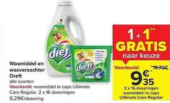Wasmiddel en wasverzachter dreft