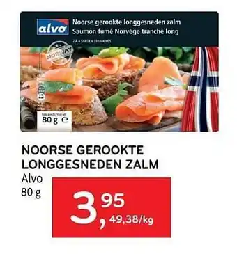 Alvo Noorse gerookte longgesneden zalm alvo 80 g aanbieding