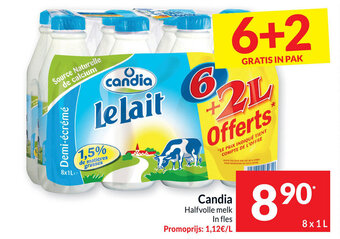 Intermarché Candia halfvolle melk in fles 8 x 1L aanbieding