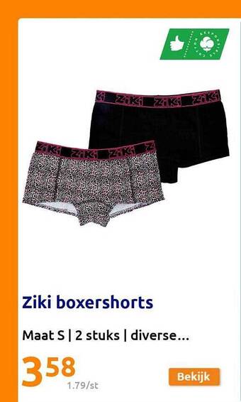 Action Ziki boxershorts aanbieding