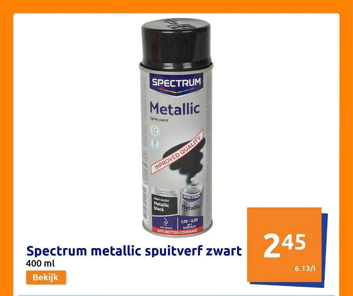 Spectrum metallic spuitverf zwart promotie bij Action