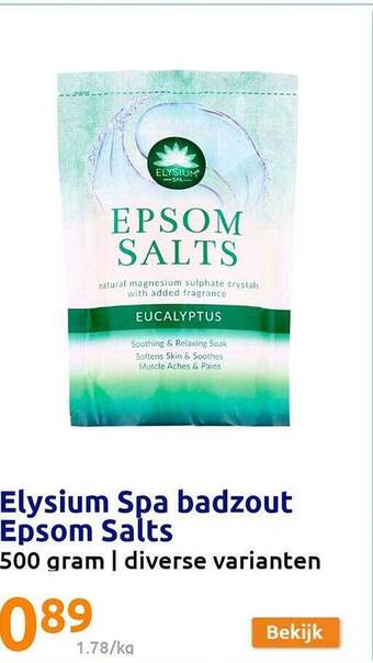 Action Elysium spa badzout epsom salts aanbieding