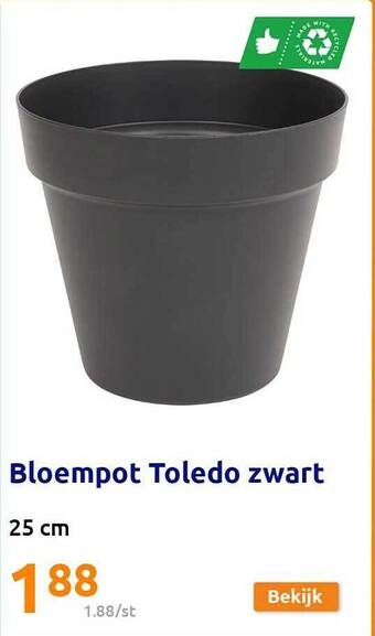 Action Bloempot toledo zwart aanbieding