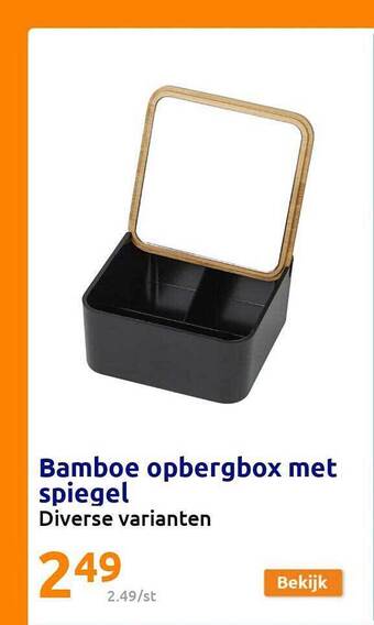 Action Bamboe opbergbox met spiegel aanbieding