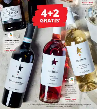 Tre stelle IGT Basilicata of DOC Aglianico del Vulture Italie wit, rose of rood 75 cl