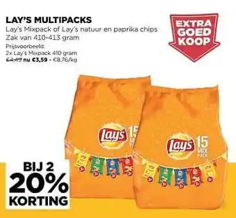 Jumbo Lay`s mixpack 410-413 gram aanbieding