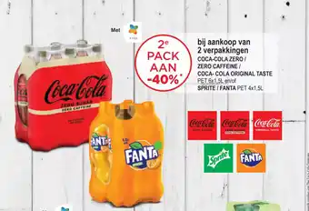 Spar Colruyt Coca-Cola Zero/Zero Caffeine/Coca-Cola Original Taste PET 6x1,5L en/of Sprite/Fanta PET 4x1,5L aanbieding