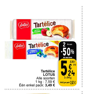 Cora Lotus tartelice 2 x 345g aanbieding
