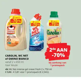 Spar Colruyt Carolin, WC Net of Omino Bianco 2x650 ml aanbieding