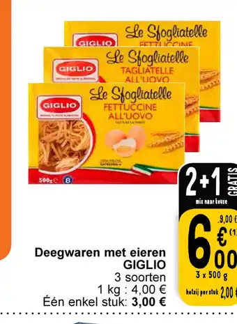 Cora Giglio deegwaren met eieren 3 x 500g aanbieding