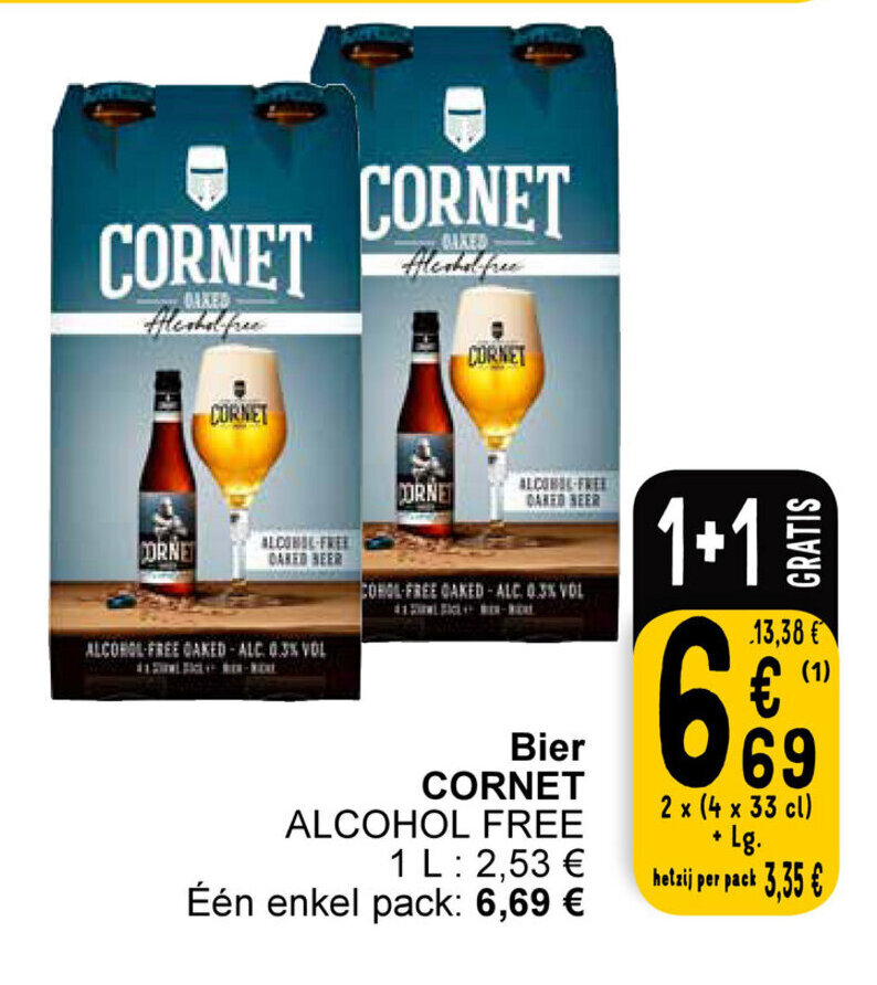 bier alcohol free 2x(4x33CL) 1+1 gratis promotie bij Cora