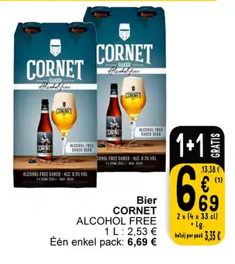 Cora Cornet bier alcohol free 2x(4x33CL) 1+1 gratis aanbieding