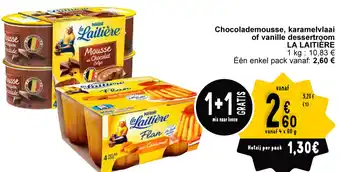Cora La Laitiere chocolademousse 4x60G 1+1 gratis aanbieding