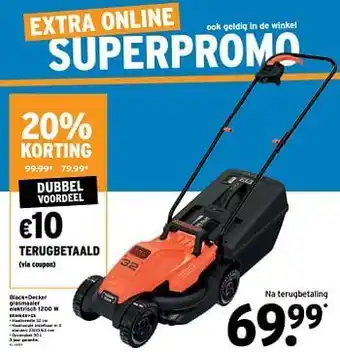 GAMMA Black+decker grasmaaier elektrisch 1200 w bemw451-qs aanbieding