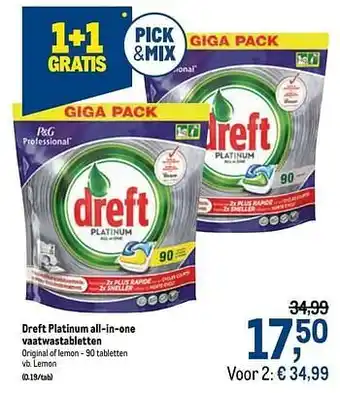 Makro Dreft platinum all-in-one vaatwastabletten aanbieding