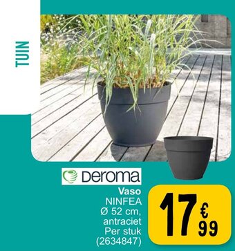 Deroma Ninfea vaso 52cm, antraciet per stuk