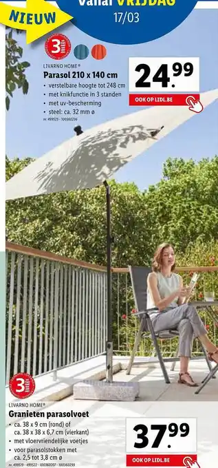 Lidl Livarno home parasol, livarno home granieten parasolvoet aanbieding