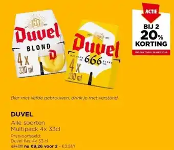 Jumbo Duvel alle soorten multipack 4x 33cl aanbieding