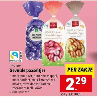 Lidl Favorina gevulde paaseitjes aanbieding
