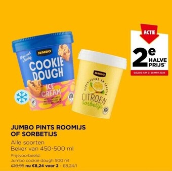 Jumbo Jumbo pints roomijs of sorbetijs aanbieding