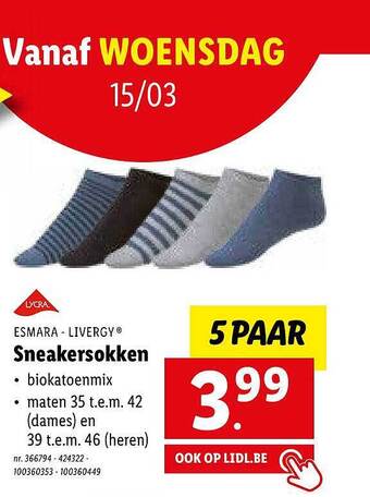 Lidl Esmara livergy sneakersokken aanbieding