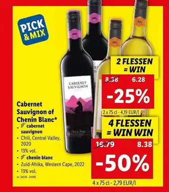 Lidl Cabernet sauvignon of chenin blanc aanbieding