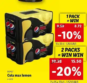 Lidl Pepsi cola max lemon aanbieding