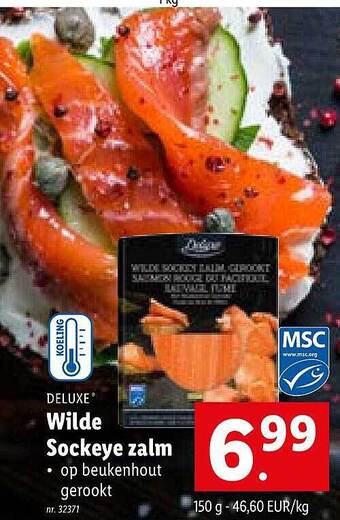 Lidl Deluxe wilde sockeye zalm aanbieding