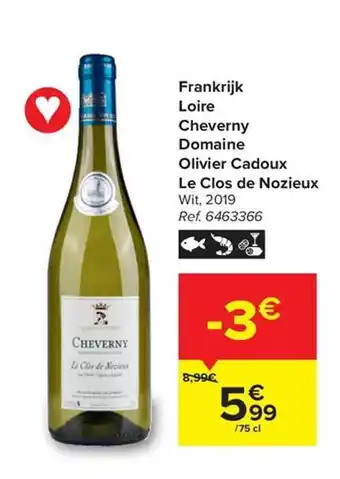 Carrefour Frankrijk Loire Cheverny Domaine Olivier Cadoux Le Clos De Nozieux aanbieding