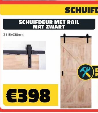 Schuifdeur met rail mat zwart