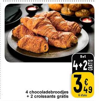 Cora 4 chocoladebroodjes + 2 croissants gratis aanbieding