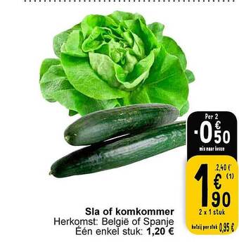 Cora Sla of komkommer aanbieding