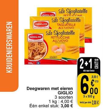 Cora Deegwaren met eieren giglio aanbieding