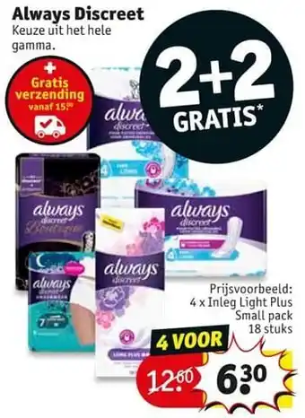 Kruidvat Always discreet inleg light plus small pack aanbieding