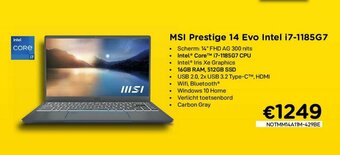 CompuDeals MSI Prestige 14 Evo Intel i7-1185G7 aanbieding