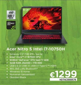 CompuDeals Acer Nitro 5 Intel i7-10750H aanbieding