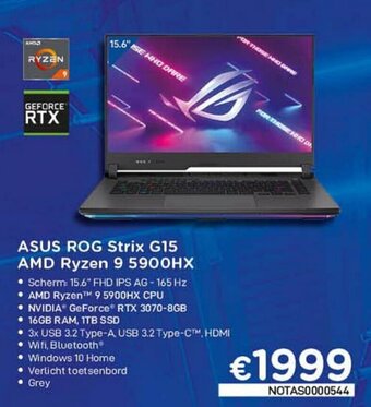 CompuDeals Asus Rog Strix G15 AMD Ryzen 9 5900HX aanbieding