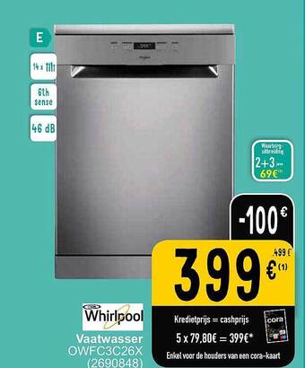 Cora Whirlpool vaatwasser aanbieding