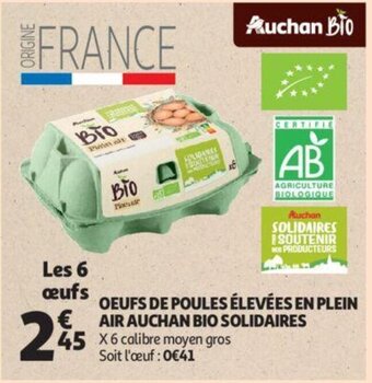 Auchan Oeufs de poules elevees en plein air x6 aanbieding