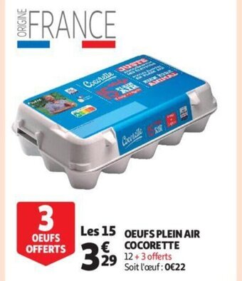 Cocorette oeufs plein air 12 + 3 offerts