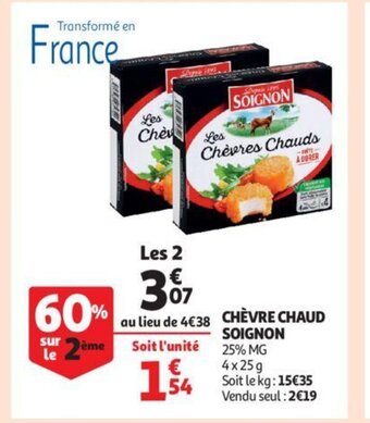 Auchan Soignon chevre chaud 4 x 25 g aanbieding