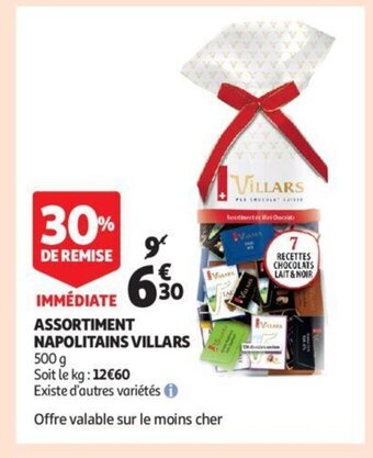 Auchan Villars assortiment napolitains 500 g aanbieding