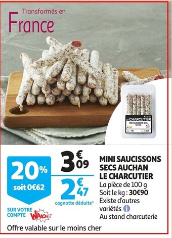 Auchan Mini saucissons secs 100g aanbieding