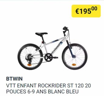 Decathlon BTWIN VTT Enfant Rockrider ST 120 20 Pouces 6-9 ANS Blanc Bleu aanbieding