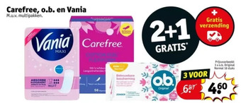Kruidvat Carefree, o.b. en vania aanbieding