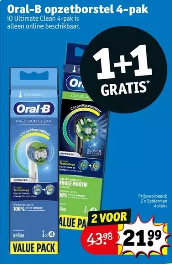 Kruidvat Oral-b opzetborstel 4-pak aanbieding