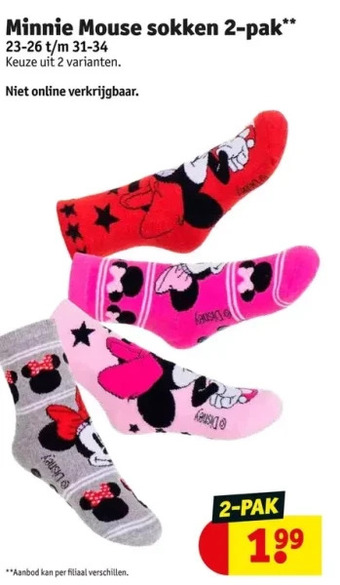Minnie mouse sokken 2-pak